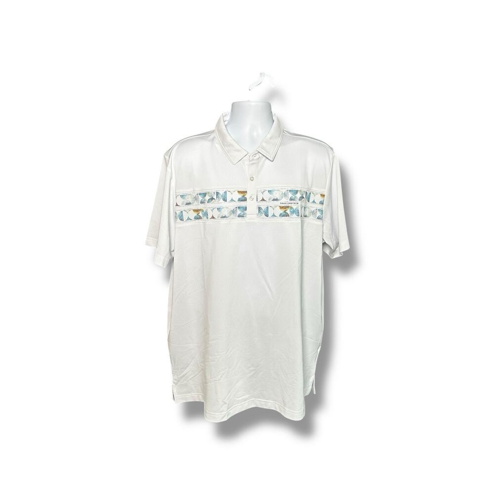 New Travis Mathew Good Good Chest Stripe A40123 White Stripe Polo Shirt 2XL